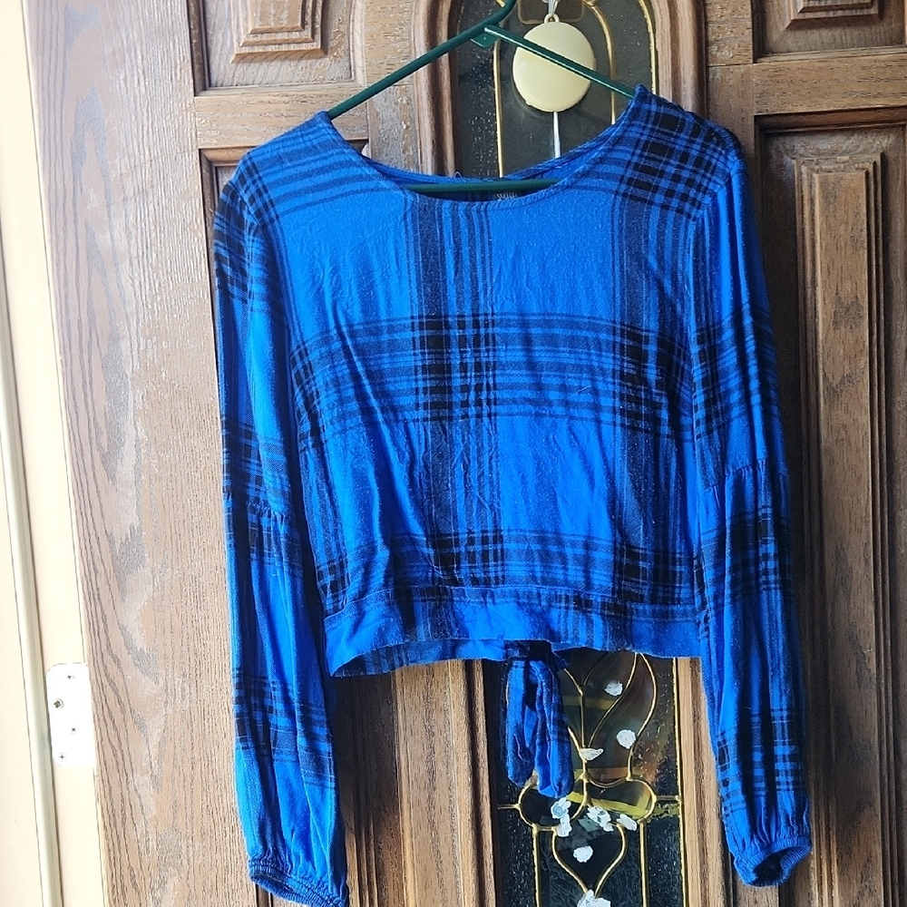 Blue Plaid Women's Top